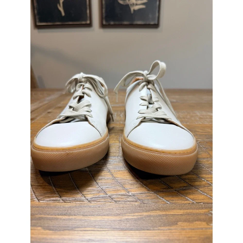 M.Gemi White Leather Low Top Sneakers Made in Italy Gum Sole Womens Size 41‎
